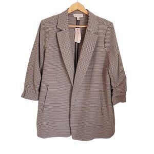 philosophy houndstooth jacquard multiharvest open front blazer jacket 1X/1TG